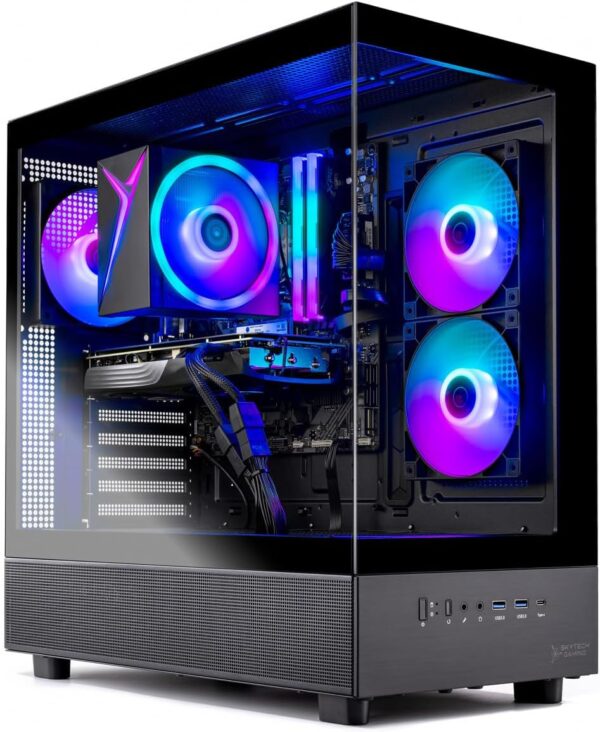 Skytech Gaming Azure 3 Desktop PC, Intel i5 14400F 2.5 GHz (4.7GHz), NVIDIA RTX 5060, 1TB NVMe SSD, 32GB DDR5 RAM 5200 RGB, 650W Gold PSU, Wi-Fi, Win 11