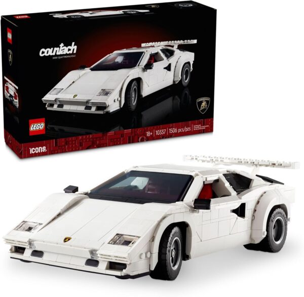 LEGO Icons Lamborghini Countach 5000 Quattrovalvole Model Car Kit - Collectible Building Set for Adults, Ages 18+ - Detailed Lamborghini Car Kit with Scissor Doors, V12 Engine, and More - 10337