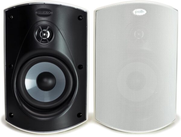 Polk Audio Atrium 5 Outdoor Speakers with Powerful Bass (Pair, White), All-Weather Durability, Broad Sound Coverage, Speed-Lock Mounting System